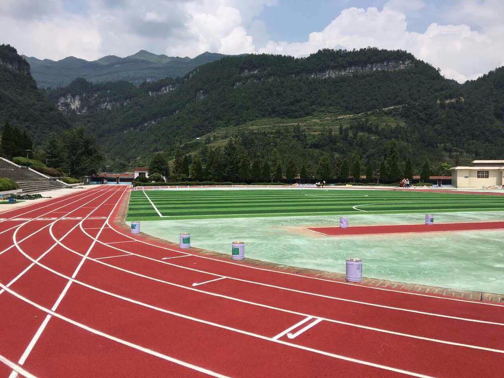 四川凉山学校透气型塑胶跑道人造草坪足球场